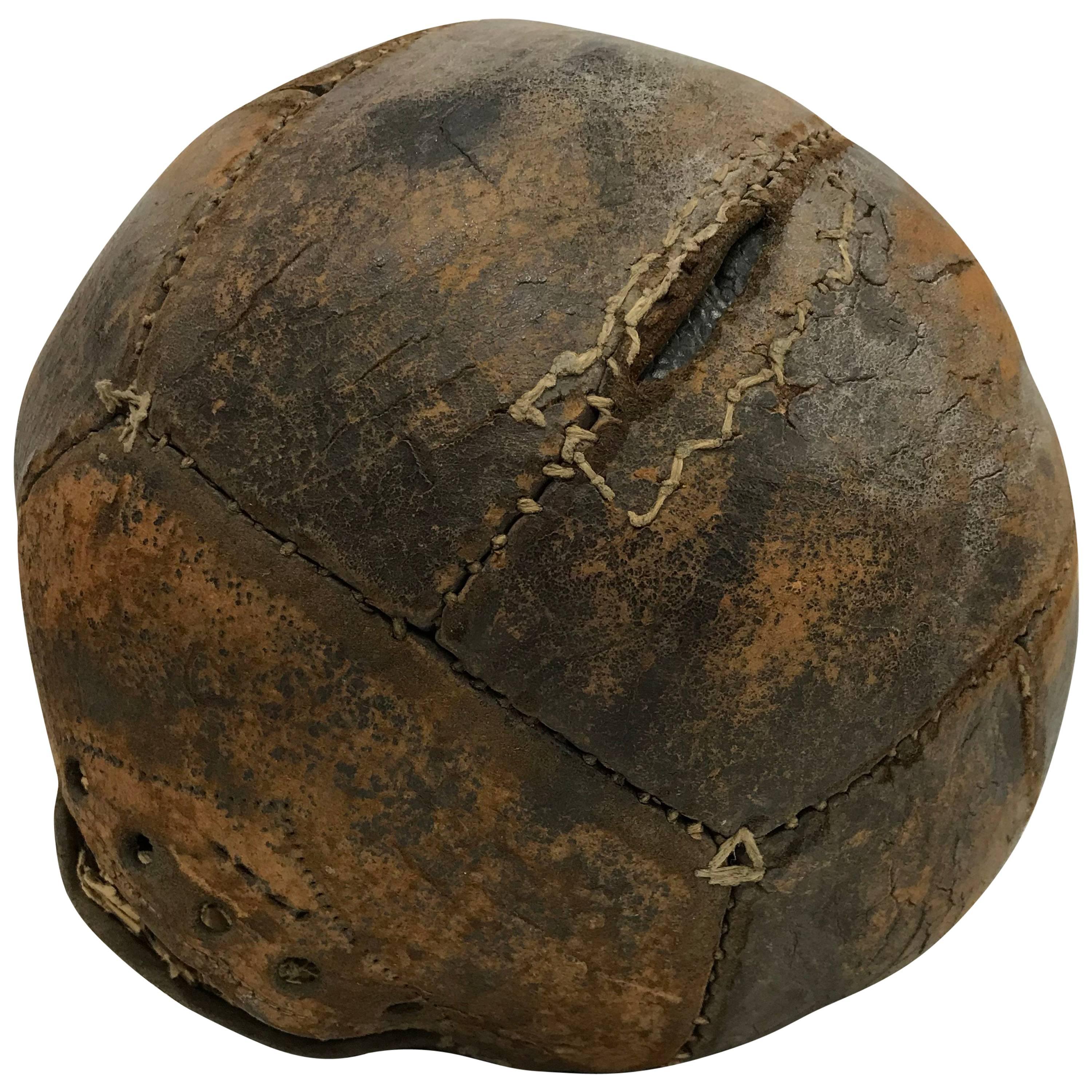 Antique Leather Medicine Ball with Great Vintage Patina