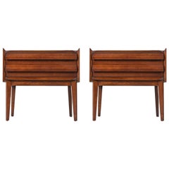 Pair of Restored Mid-Century Modern Lane First Edition Walnut Nightstands