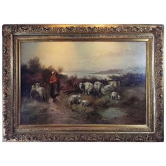 19th Century Barbizon Painting Oil on Canvas Carved and Gilded Splendor Frame