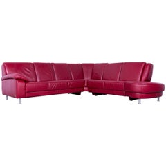 Himolla Corner Sofa Leather Red Modern Couch