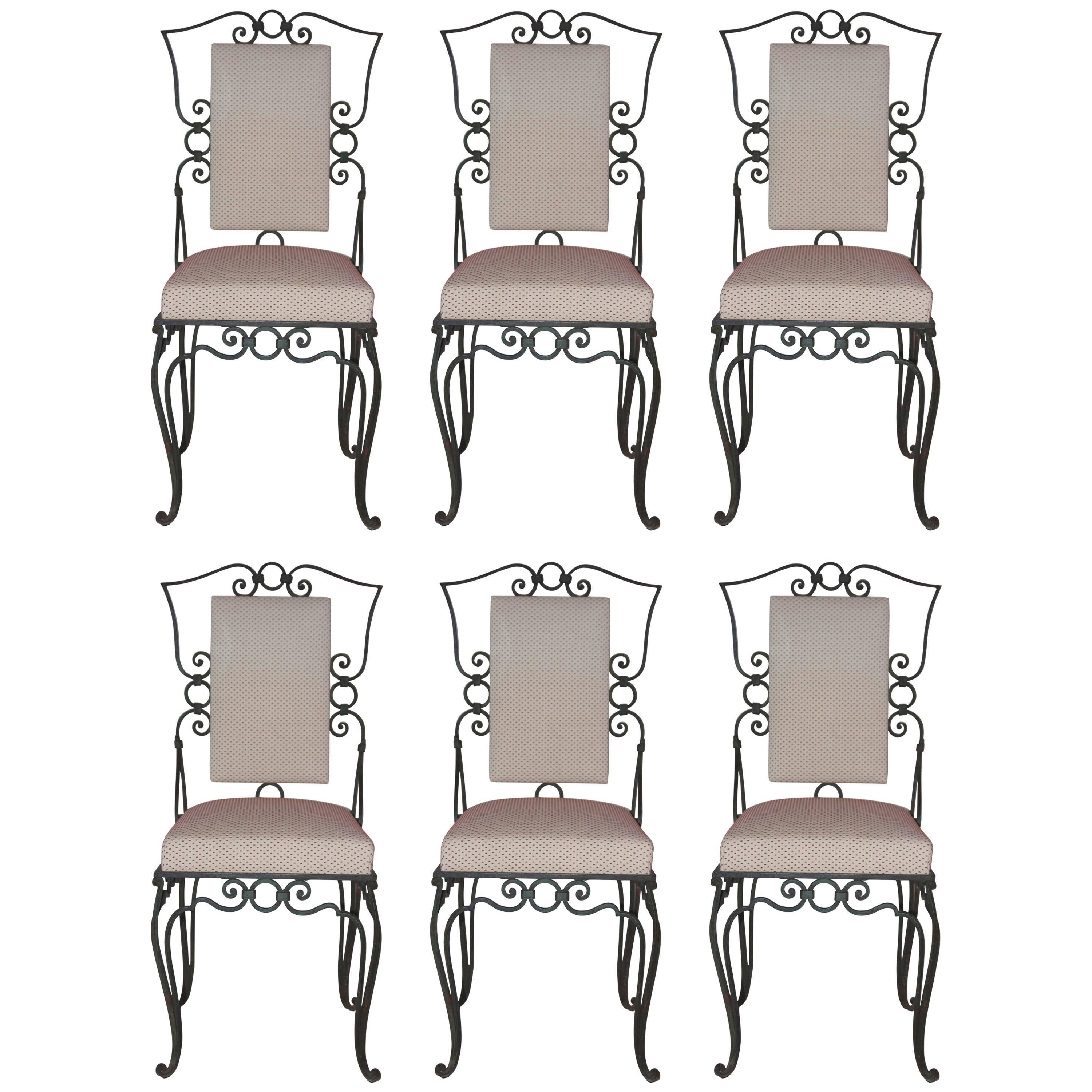 Style Jean-Charles Moreux, Set of Six Chairs, Iron, circa 1960, France