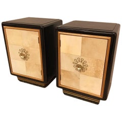 Pair of 20th Century Art Deco Bedside Tables in Parchment