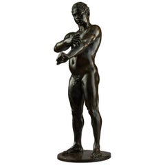 19th Century German Nude Male Athlete Bronze Sculpture