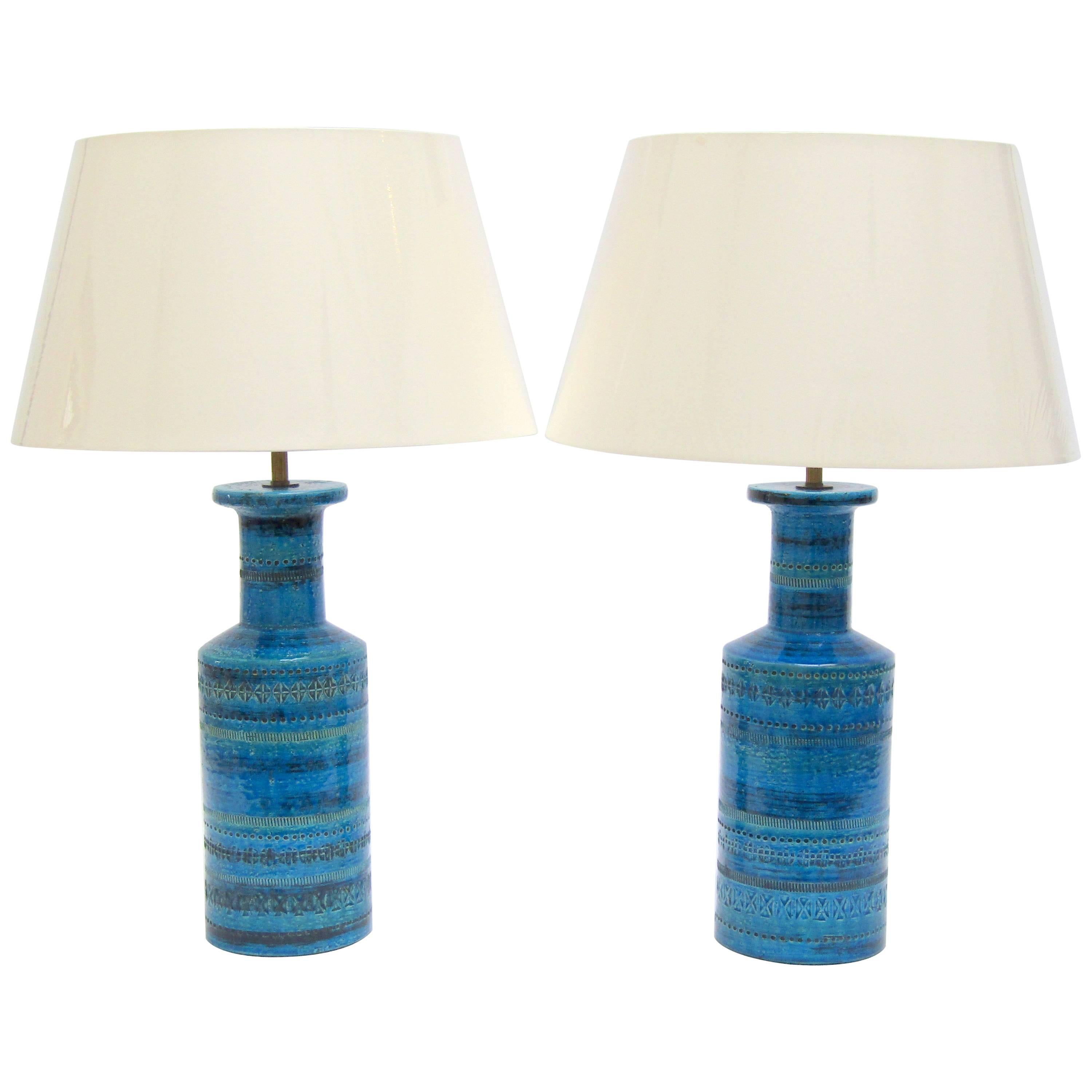 Pair of Italian 1960s Ceramic Bitossi Rimini Table Lamps For Sale