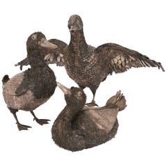 Set of Three Silver Duck Figurines, in the Style of Buccellati