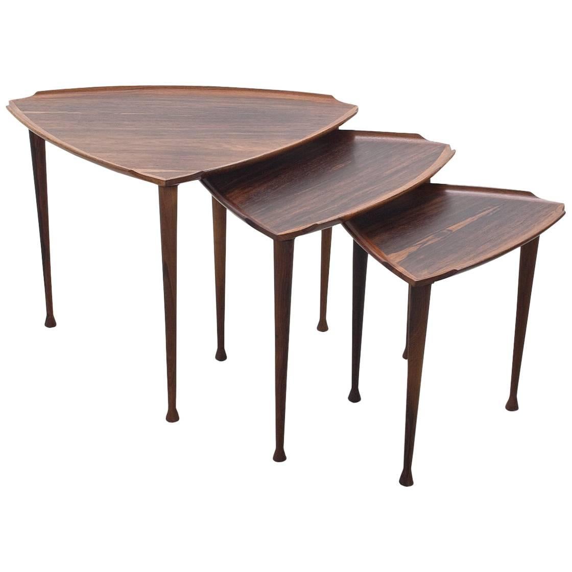 Elegant Midcentury Scandinavian Modern Nesting Tables, Denmark, 1960s