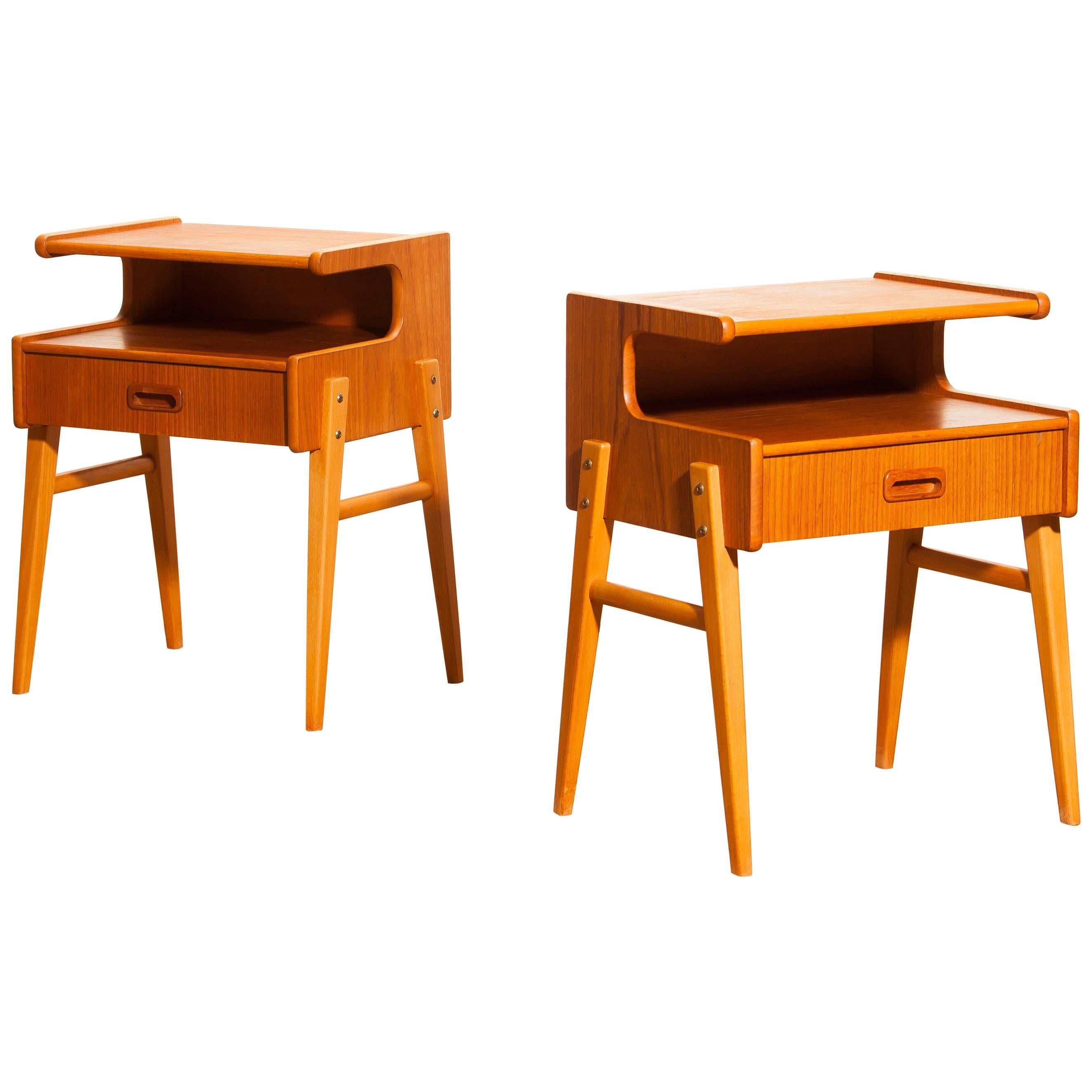 1960s Pair of Teak 'Model C1' Bedside Tables