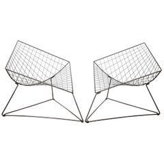 Vintage Diamond Shaped Metal Wired Chair Designed by Niels Gammelgaard in the 1980s