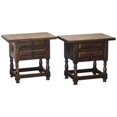 Vintage Low Oak Bedside Tables - PBT2