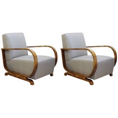 Pair of Art Deco Armchairs with New Pierre Frey Upholstery