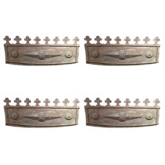 Set of Four English Metal Flower Box Fronts, 19th Century