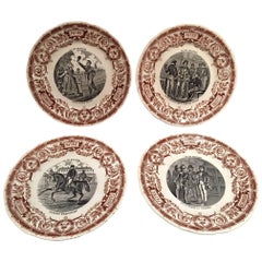 Antique French Set of Twelve Dessert Plates "Digoin & Sarreguemines", 19th Century