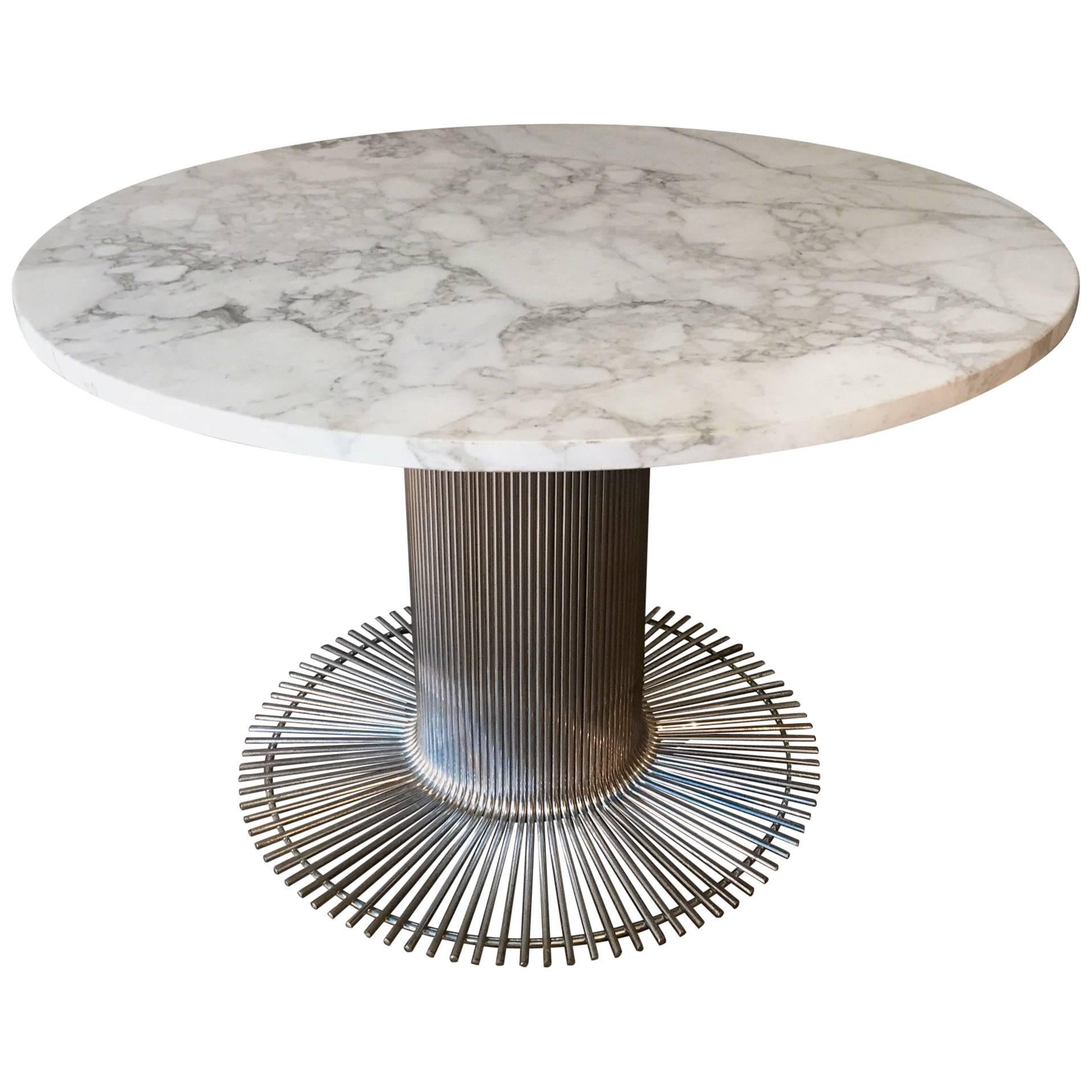 Italian Marble Table and Chromed Metal Base, circa 1970