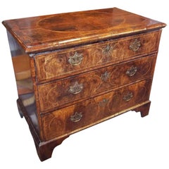 Antique English George I Inlaid Walnut Burl Chest of Drawers