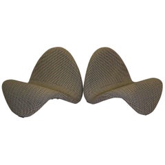 Pair of Pierre Paulin Space Age Tongue Chairs for Artifort 1960s in Houndstooth