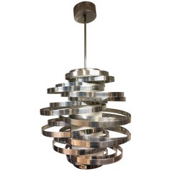 Gaetano Sciolari Max Sauze Cyclone Chrome Chandelier, Italy, 1970s