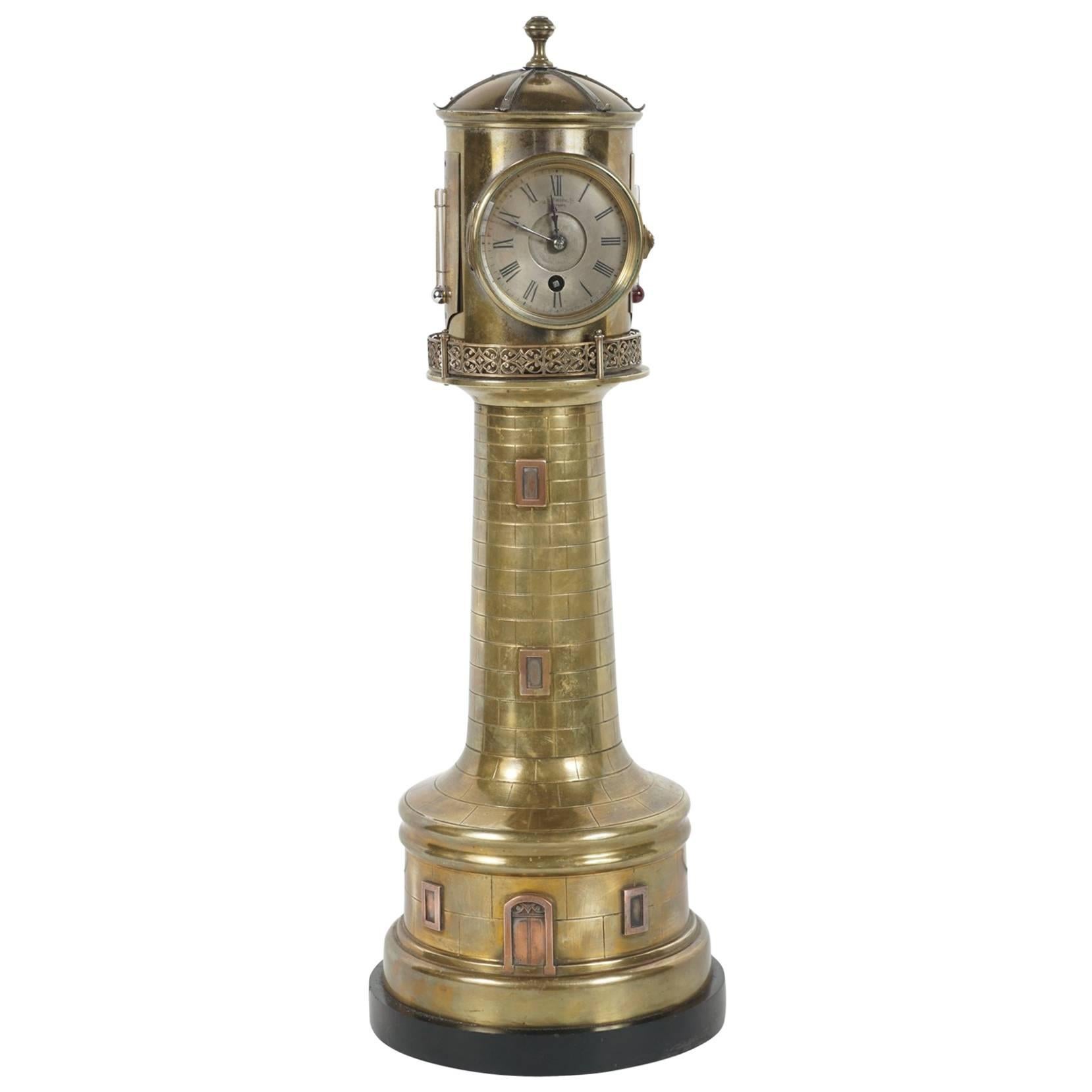 19. Jahrhundert Französisch Leuchtturm Animierte Industrieuhr von Guilmet