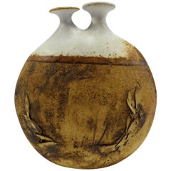 1960s Warren Hullow Art Pottery Vase Stoneware Weed Pot Twig Vase