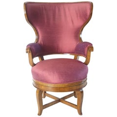 Fauteuil pivotant Biedermeier autrichien de forme inhabituelle, vers 1830