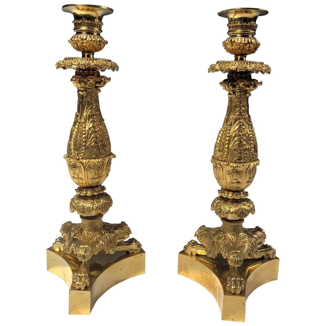 19th Century Pair of Charles X Candlesticks