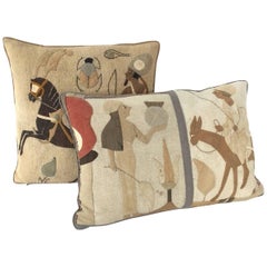 Pair of 1920s Egyptian Hand Appliqués Pillows