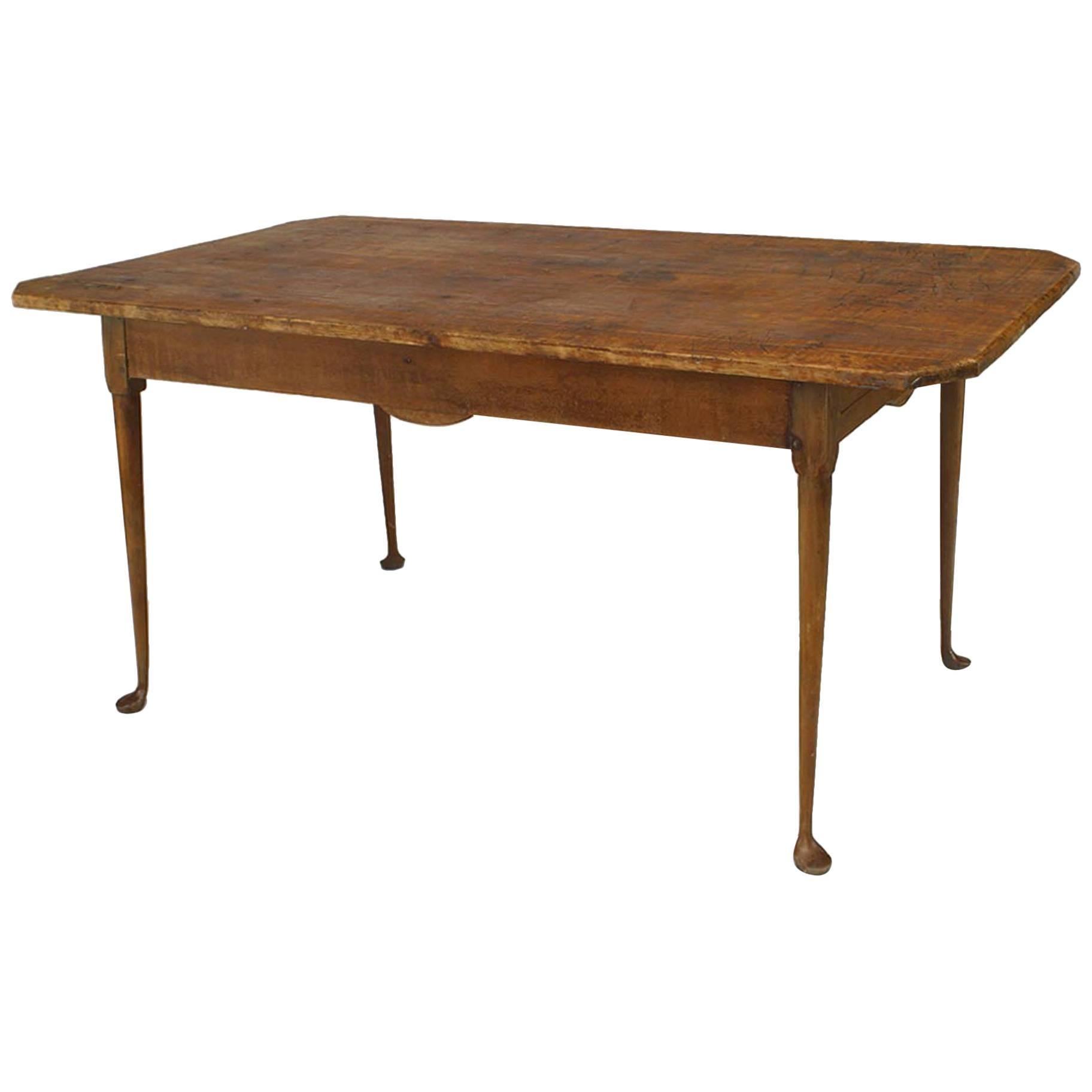 18th Century American Queen Anne Pine Dining Table from North Carolina Region 