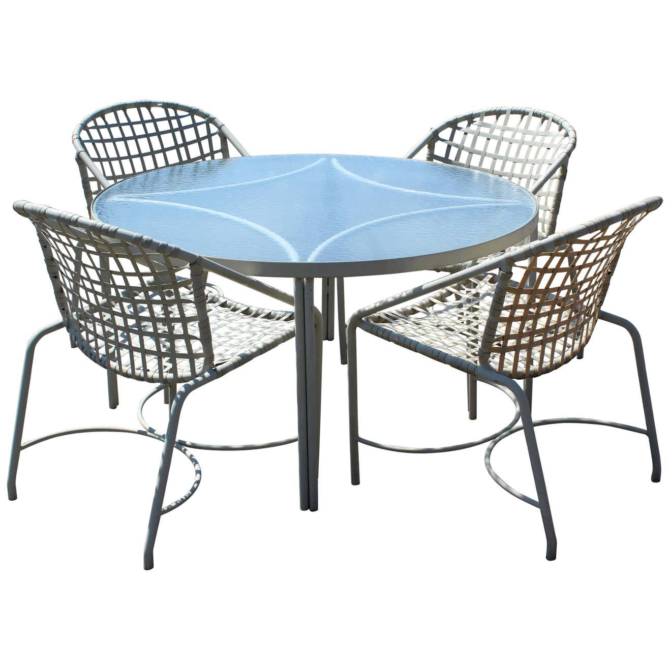 Mid-Century Modern Brown Jordan Kantan Patio Dinette Set Table Four ...