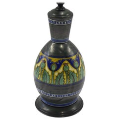 Late Teens Gouda Damascus III Pattern Art Nouveau Vase as Lamp PZH Holland