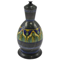 Späte Teenager Gouda Damaskus III Muster Jugendstil Vase als Lampe PZH Holland