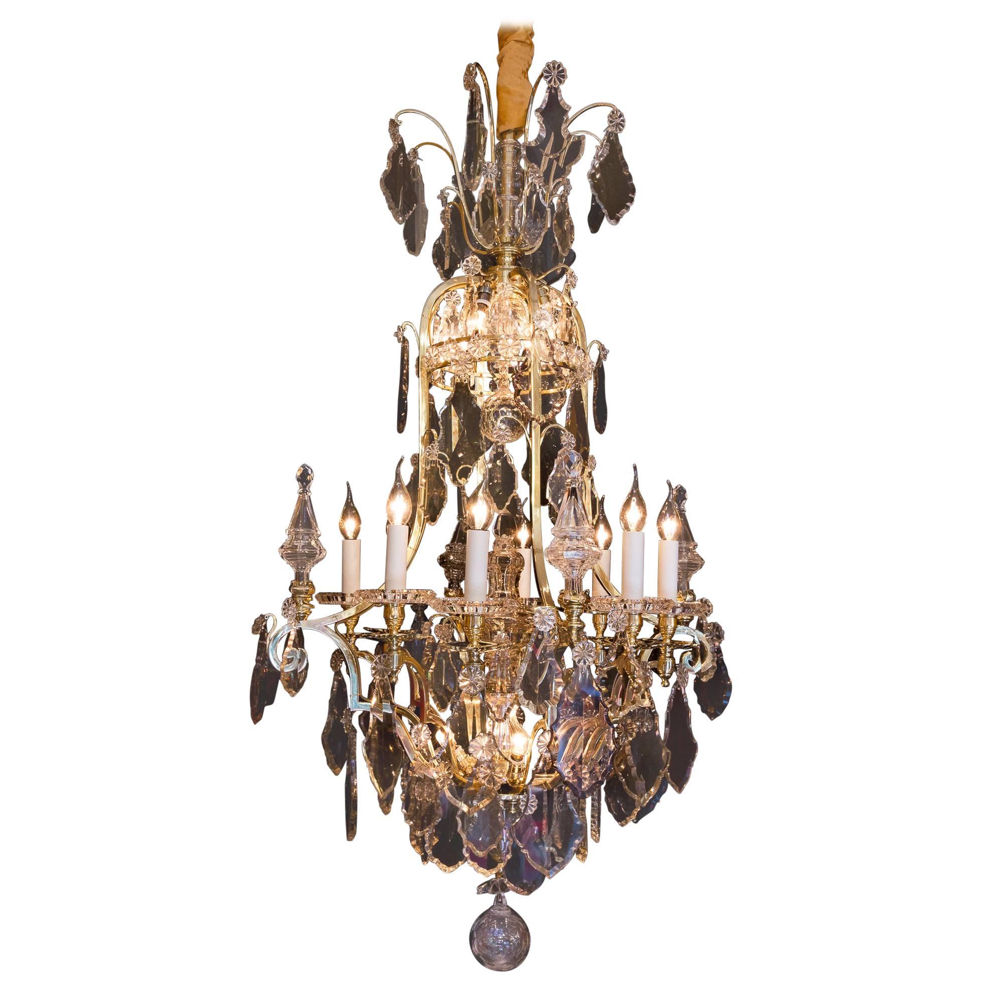 By Cristalleries De Baccarat Louis XIV Style, Gilt Bronze and Crystal Chandelier