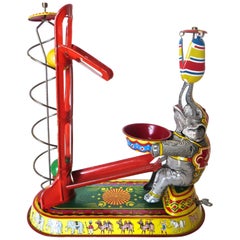 Vintage Performing Circus Elephant Wind Up Tin Toy, Germany U.S. Zone, circa 1940s