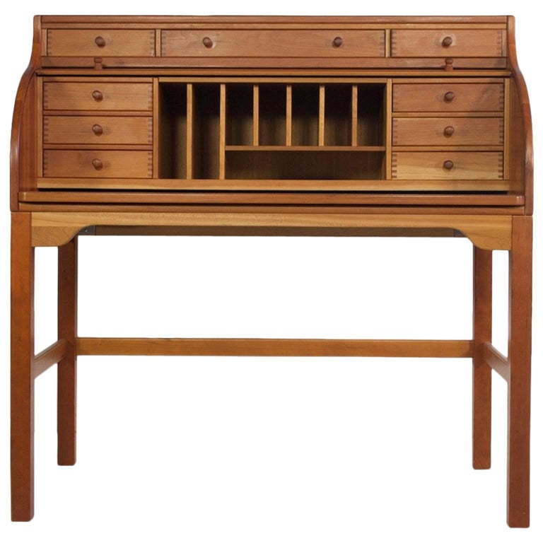 Solid American Cherrywood Writing Desk By Andreas Hansen For Sale