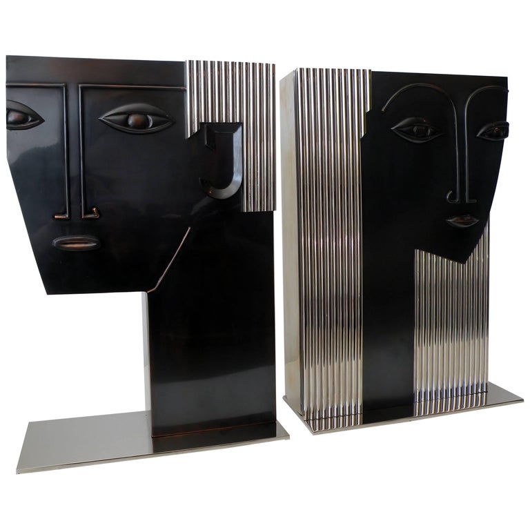 Man and Woman Face Vases Art Deco Style after Franz Hagenauer at 1stDibs