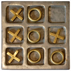 1970s Modernist Brass and Aluminum Tic Tac Toe Game