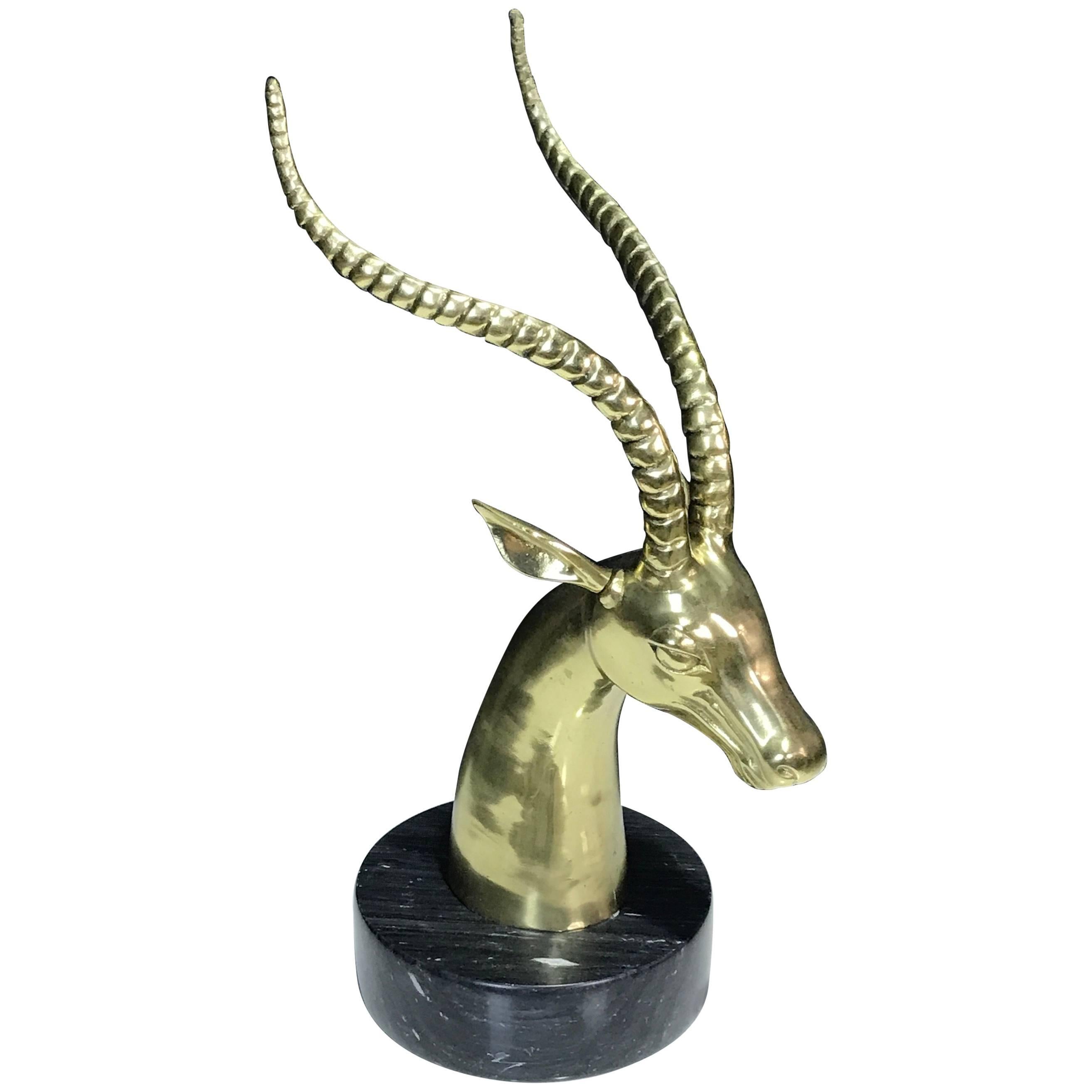 Midcentury Brass Sculpture of an Ibex
