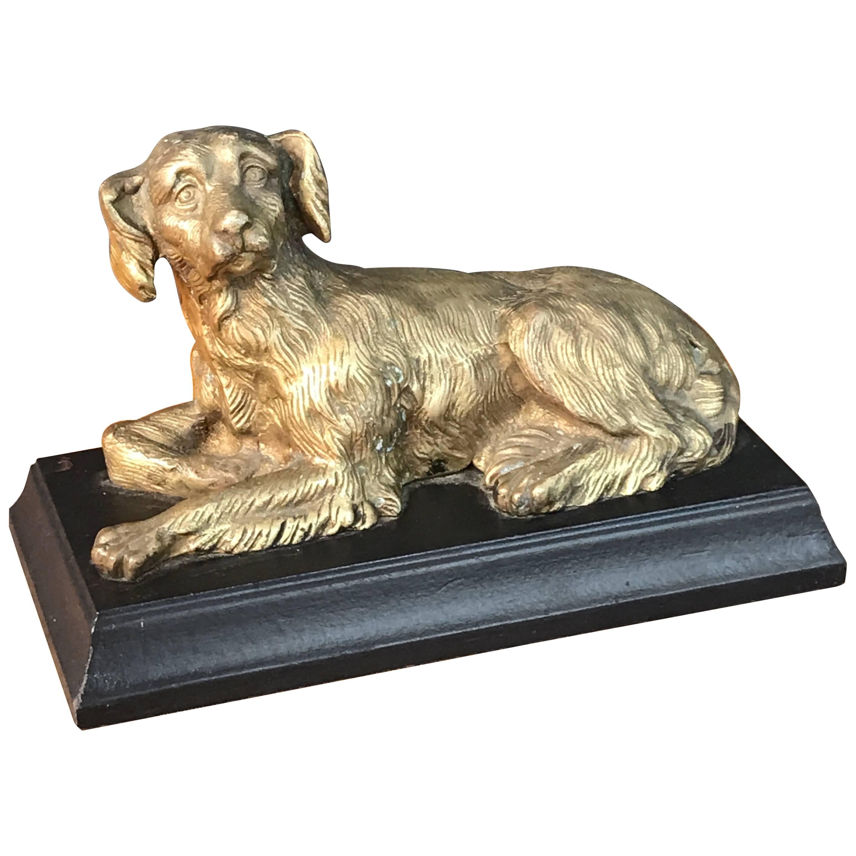 Regency Style Bronze Figure of a Recumbent Dog