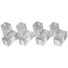 Porte-bougies cubistes Art Déco Baccarat Crystal Pristine Table Architecture