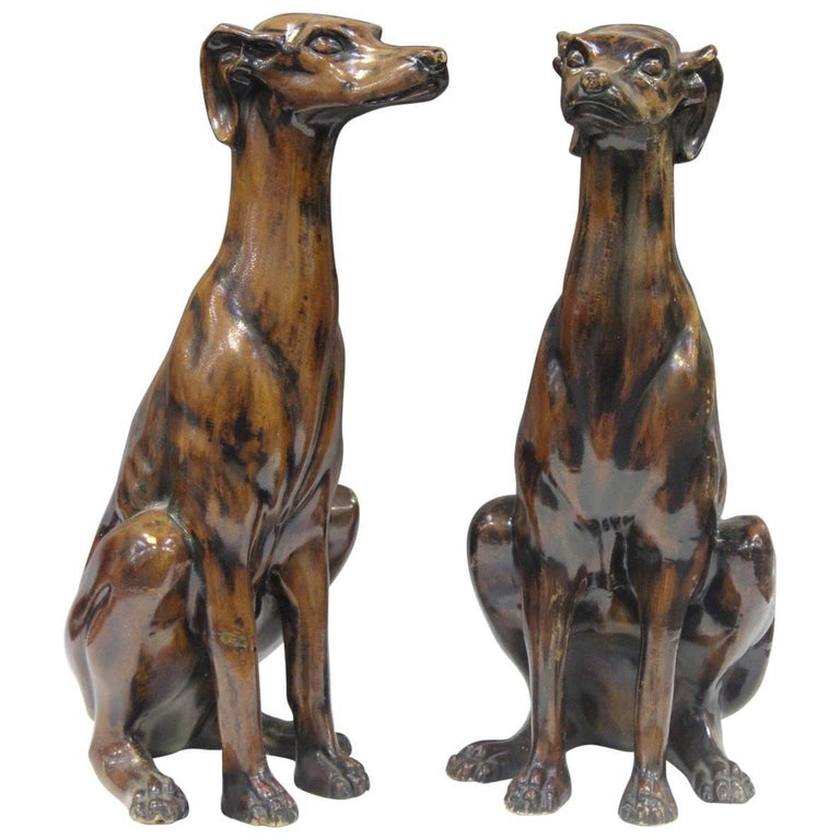 Antique French Dog Statues Pair Painted Plaster, Early 20th Century at 1stDibs plaster dog