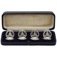 1932 Antique Sterling Silver Royal Artillery Menu Holders