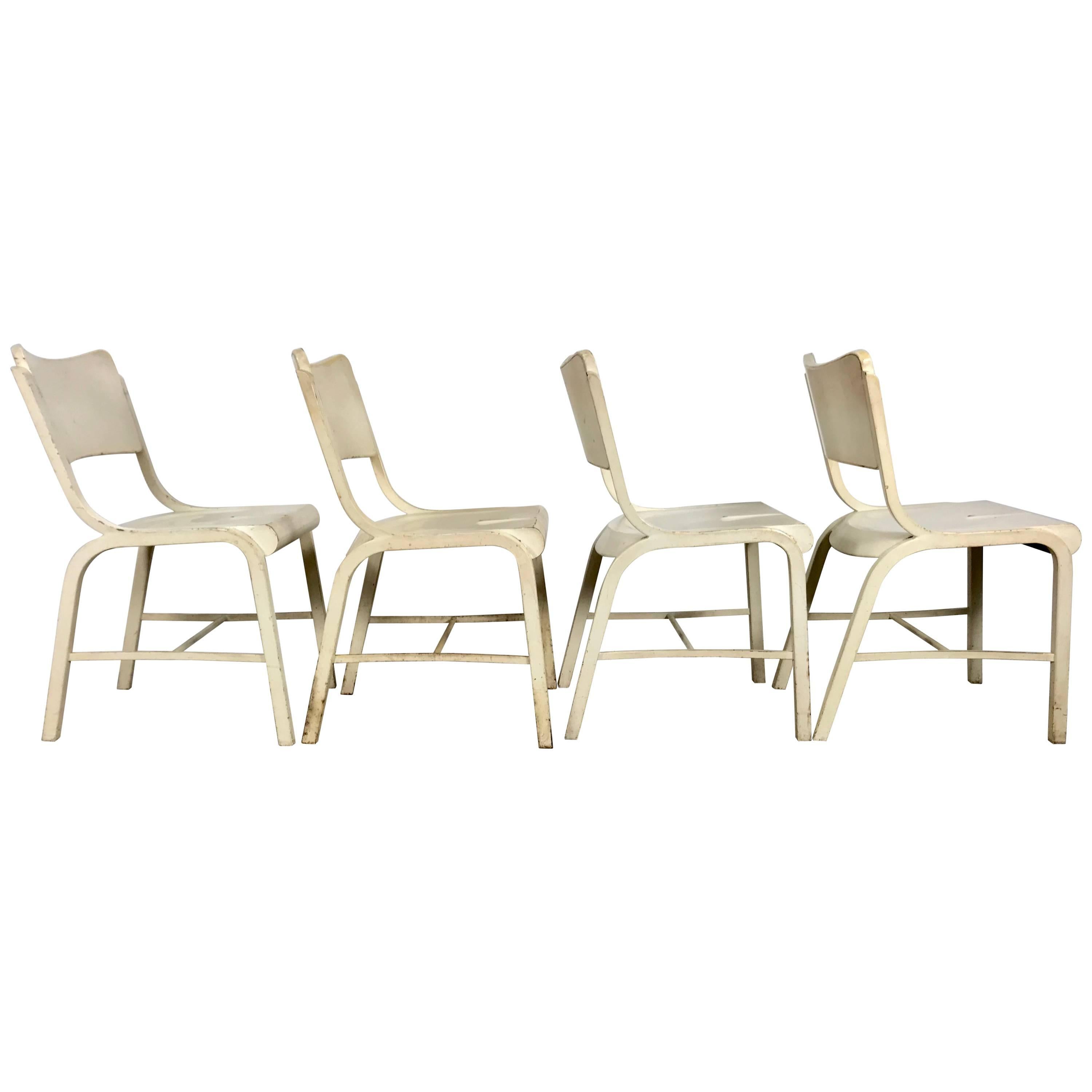 Set of Four Metal Industrial Side Chairs Manufactured by Doehler Metal Furn Co