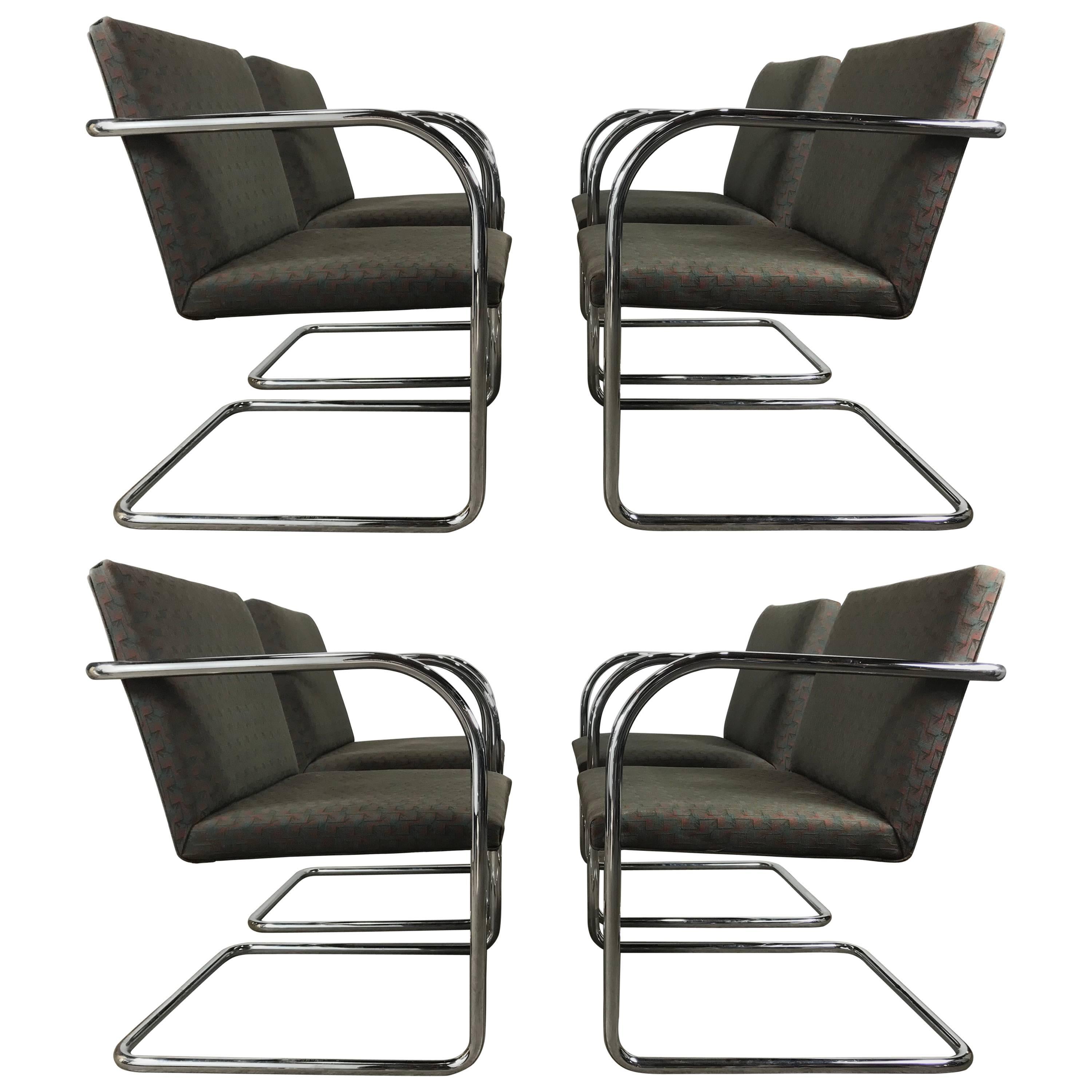 Set of Eight Chrome Brno Chairs by Mies Van Der Rohe for Thonet For Sale