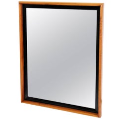 Paul Frankl Modern Mirror for Johnson Furniture, Blond Cherry and Black Lacquer.