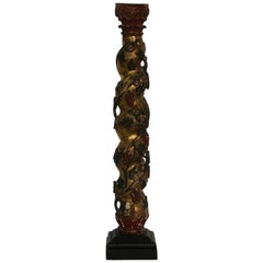 Spanish 18th Century Carved Wooden Column
