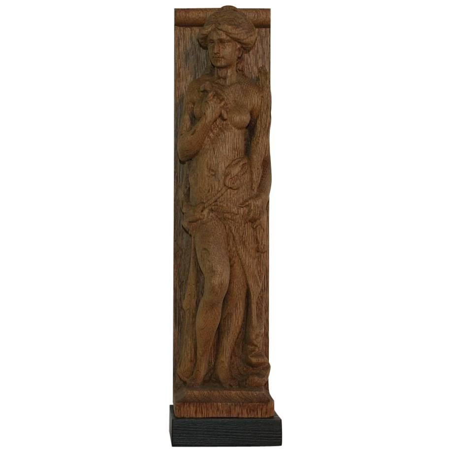 19th Century, French Carved Wooden Female Figure