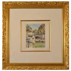 Framed Watercolor Paris Lepont Neuf Signed Pierre Cambier