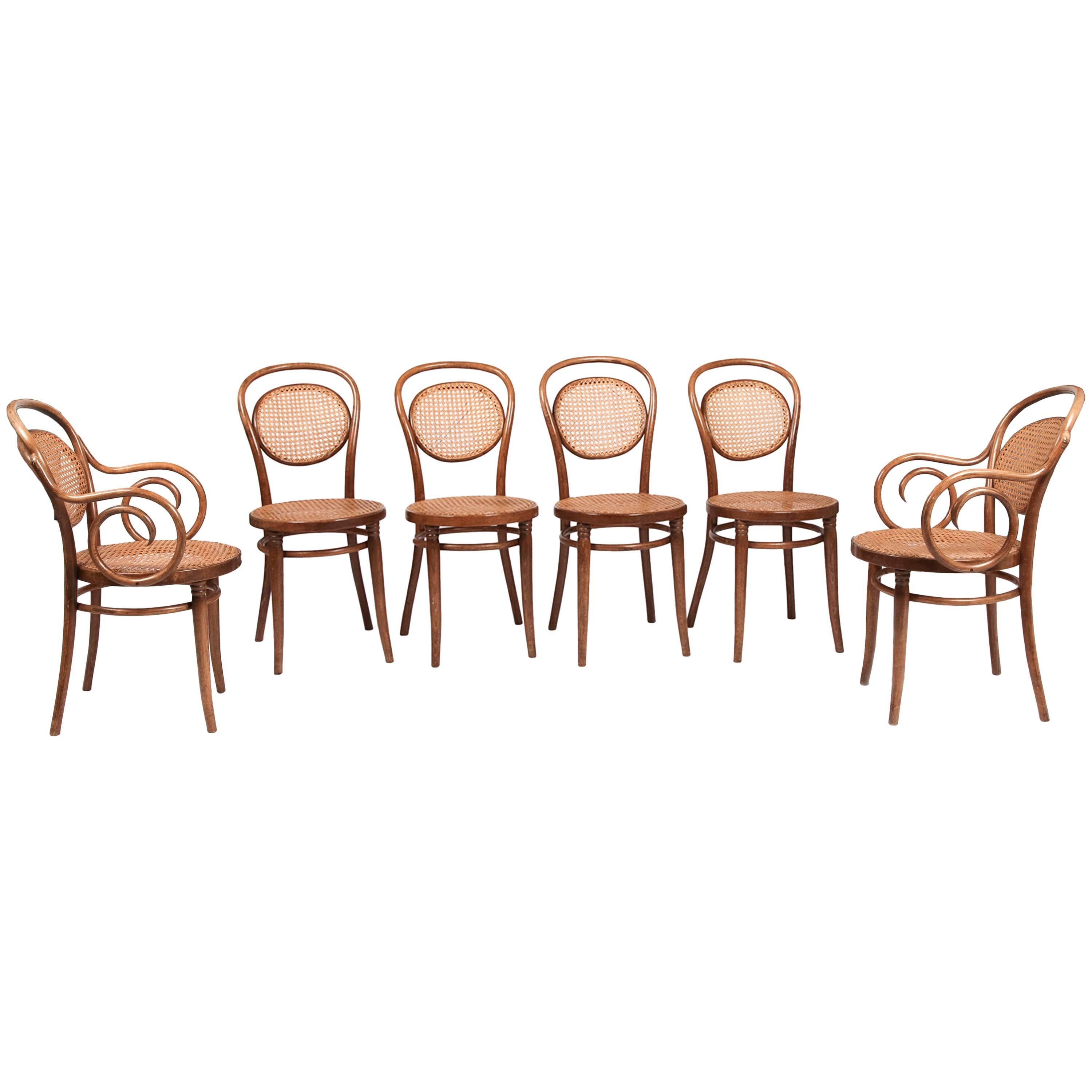 Set of Six Vintage Bentwood Chairs For Sale