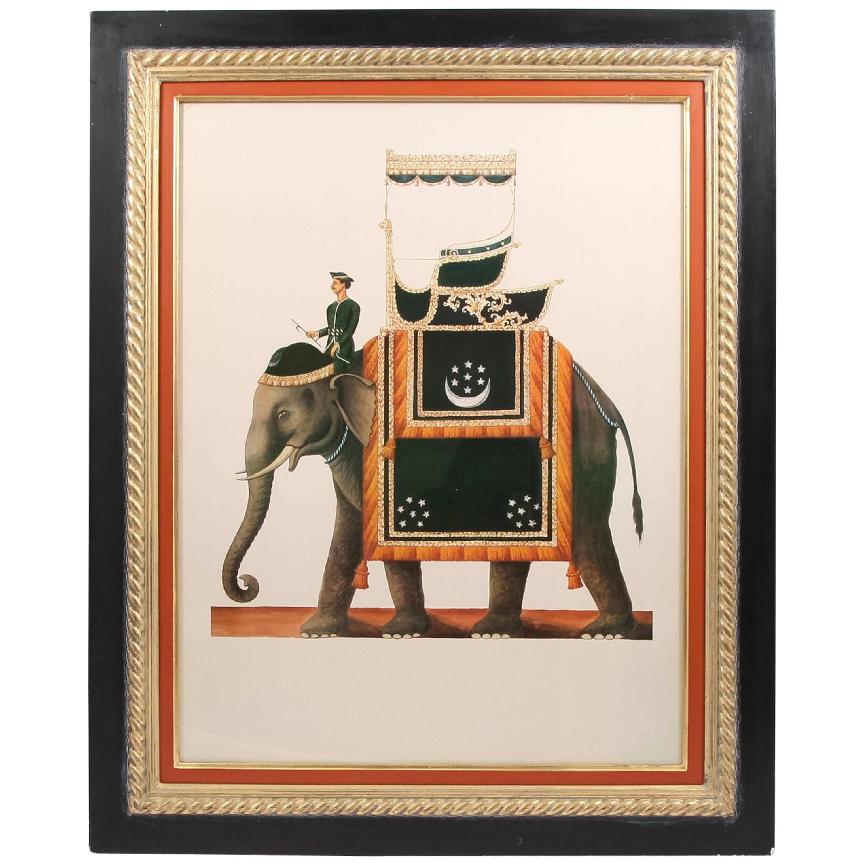 Vintage Indian Elephant Print For Sale