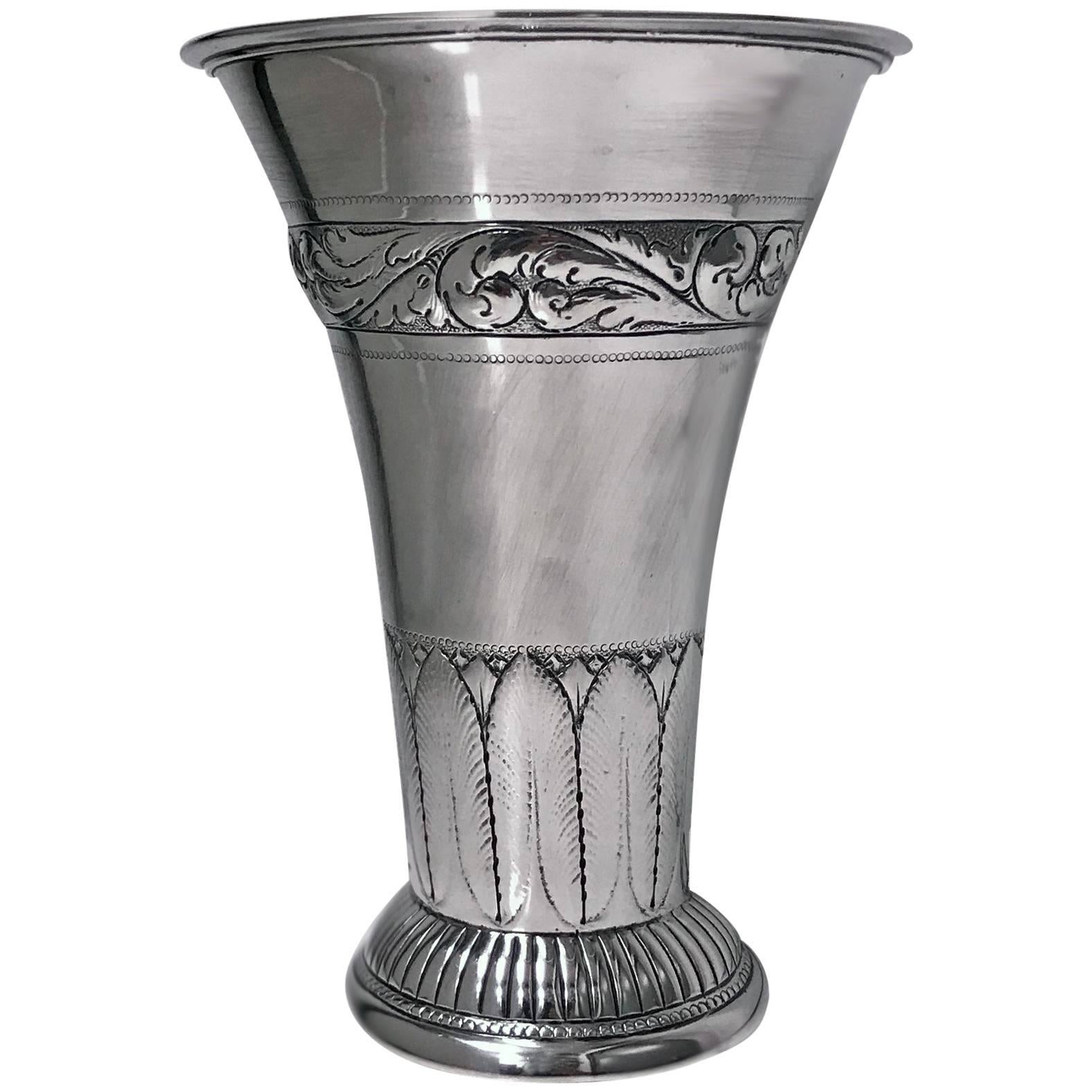 Scandinavian Silver Vase, A. Steffensen, Copenhagen Denmark, circa 1920