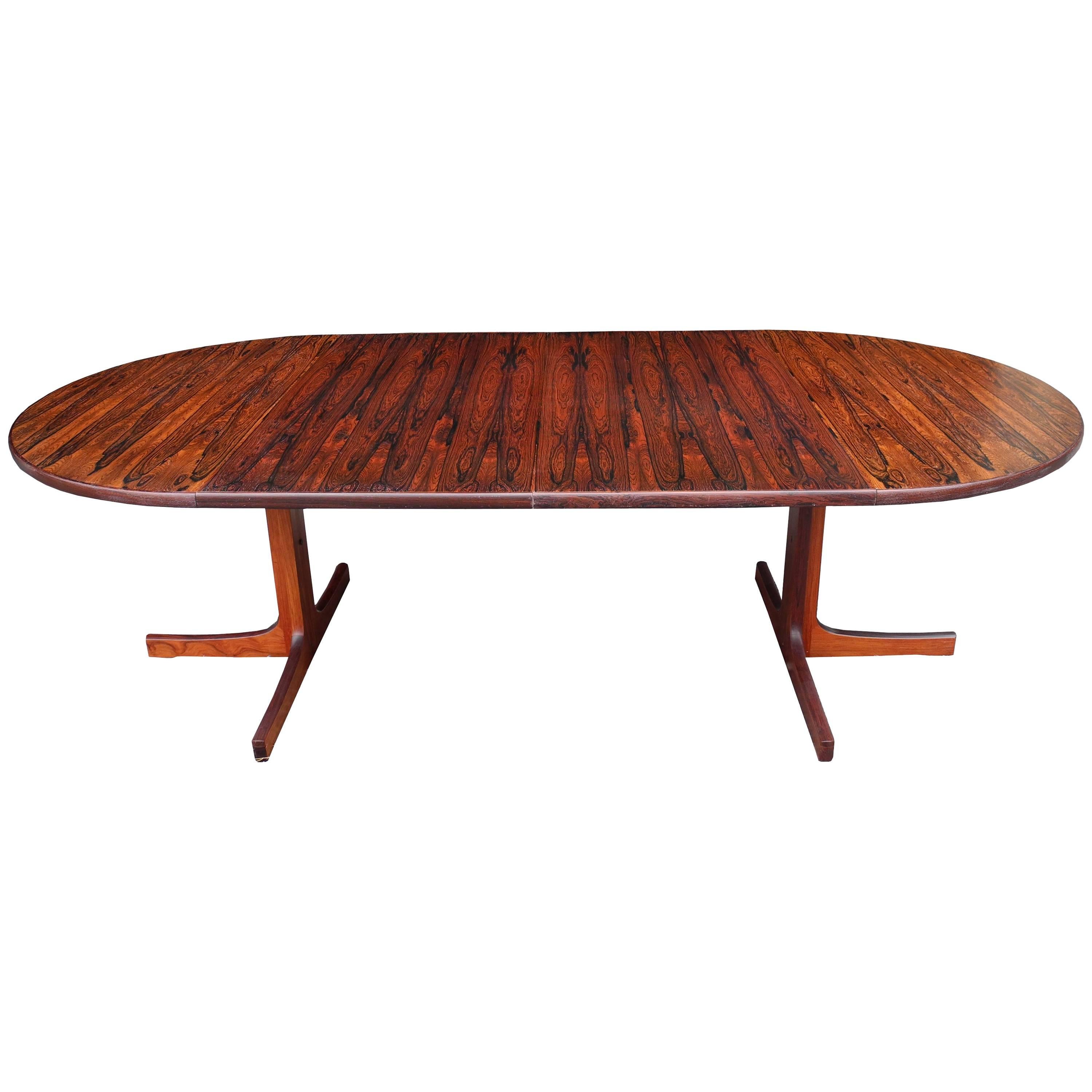 Danish Modern Round Rosewood Dining Table by Niels Otto Møller with Two Leaves