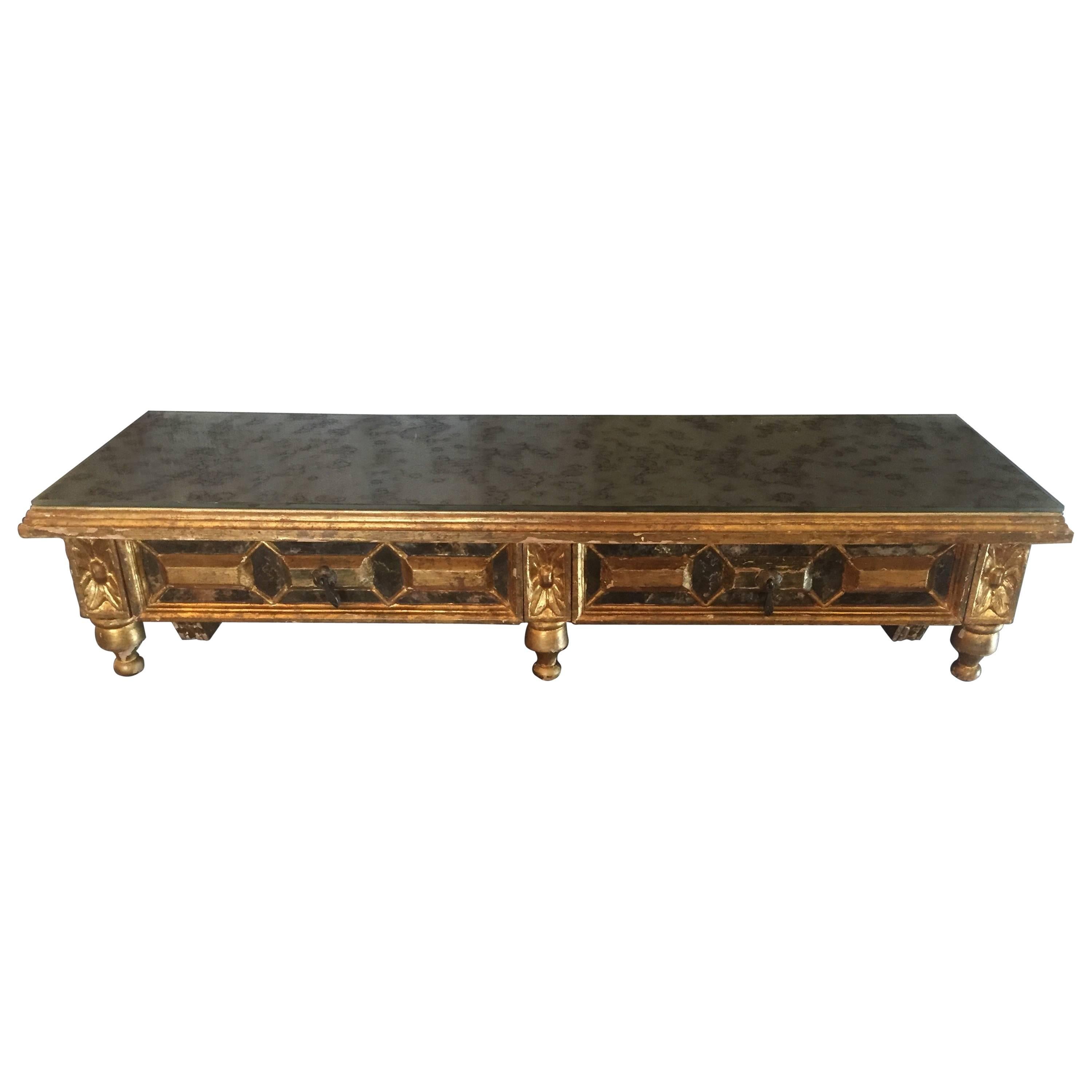 Glamorous Painted Gilded and Mirrored Hanging Console